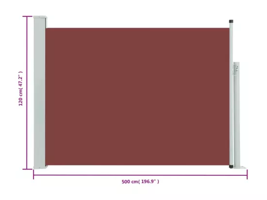 Auvent latéral rétractable de patio 120x500 cm Marron