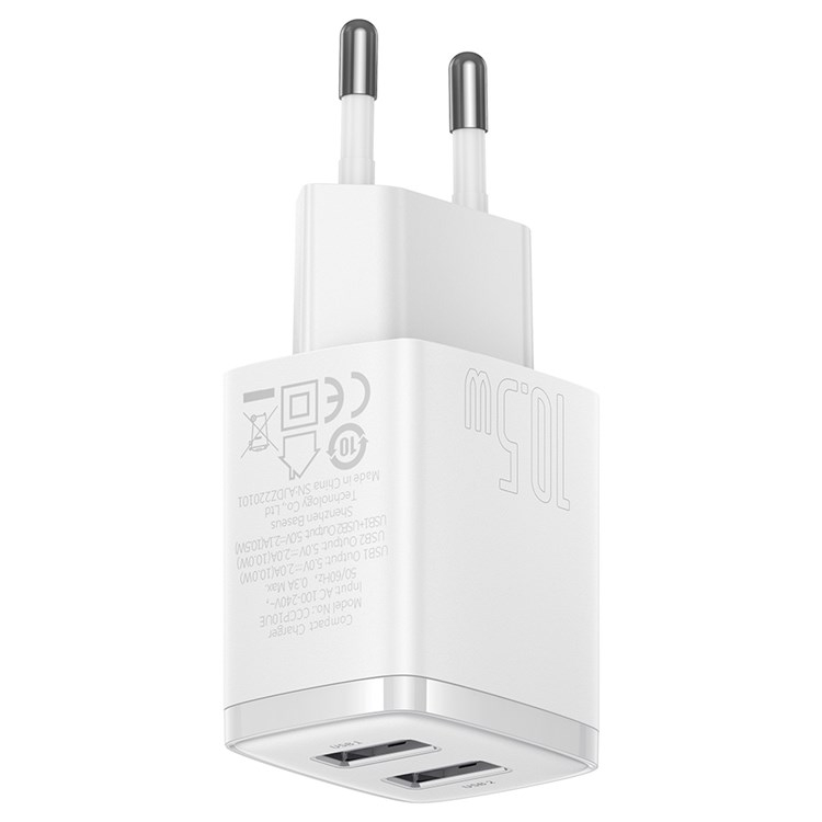 (10.5W) Dual USB A Ladegerät Netzteil - Weiss