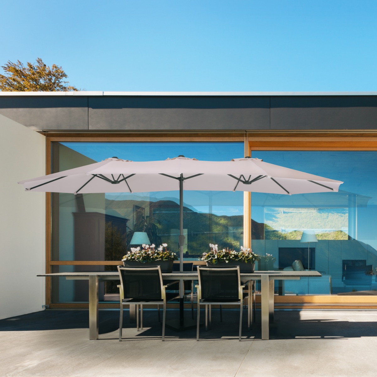VONROC Iseo 460 x 270 cm Premium parasol - Beige