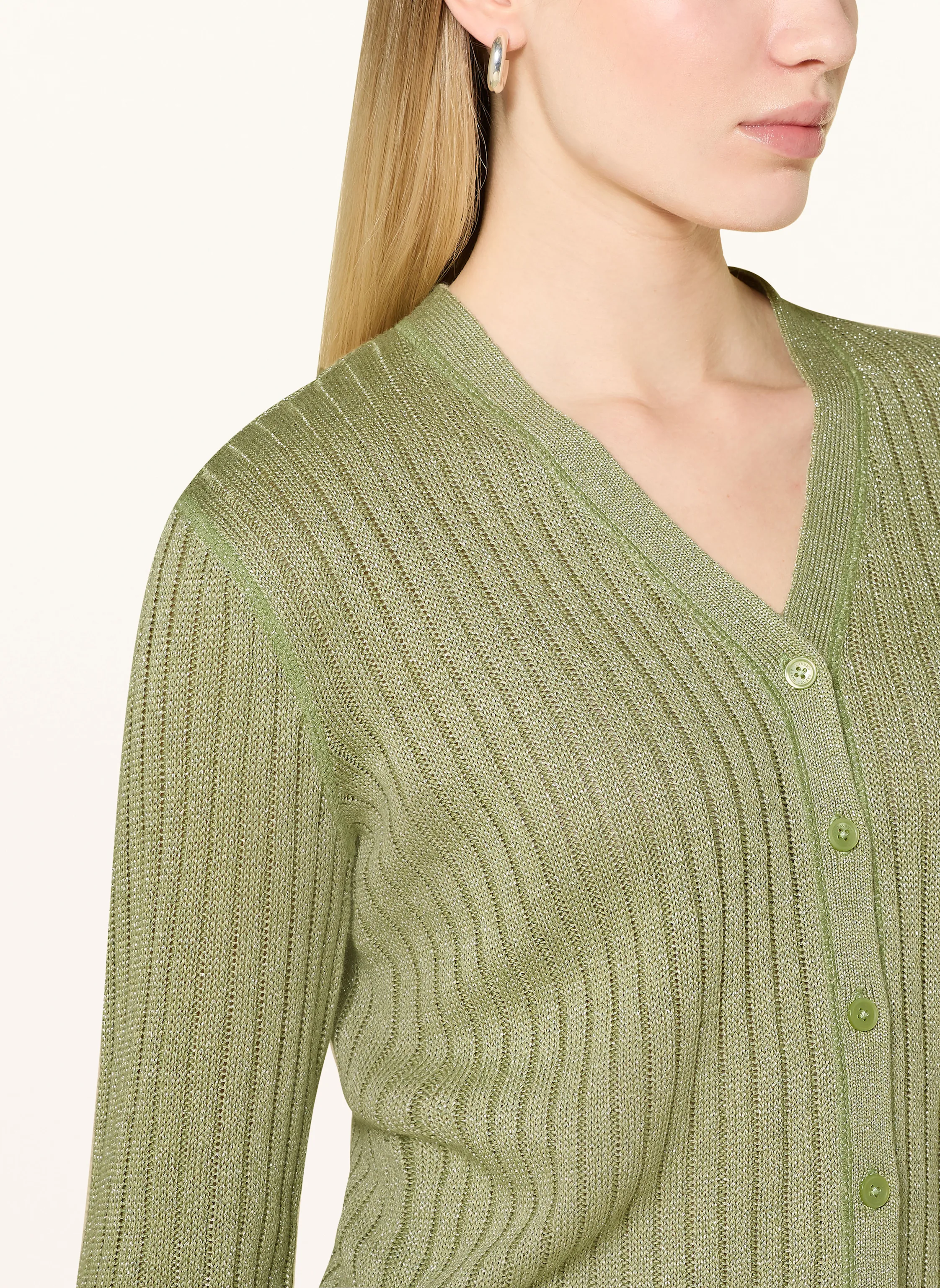 LAUREN RALPH LAUREN Strickjacke mit Leinen und Glitzergarn