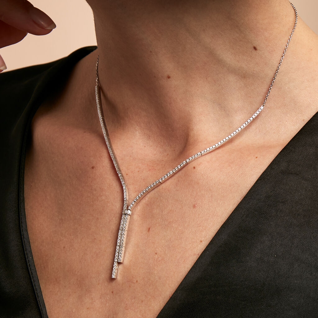 Collier River Or Blanc Diamant