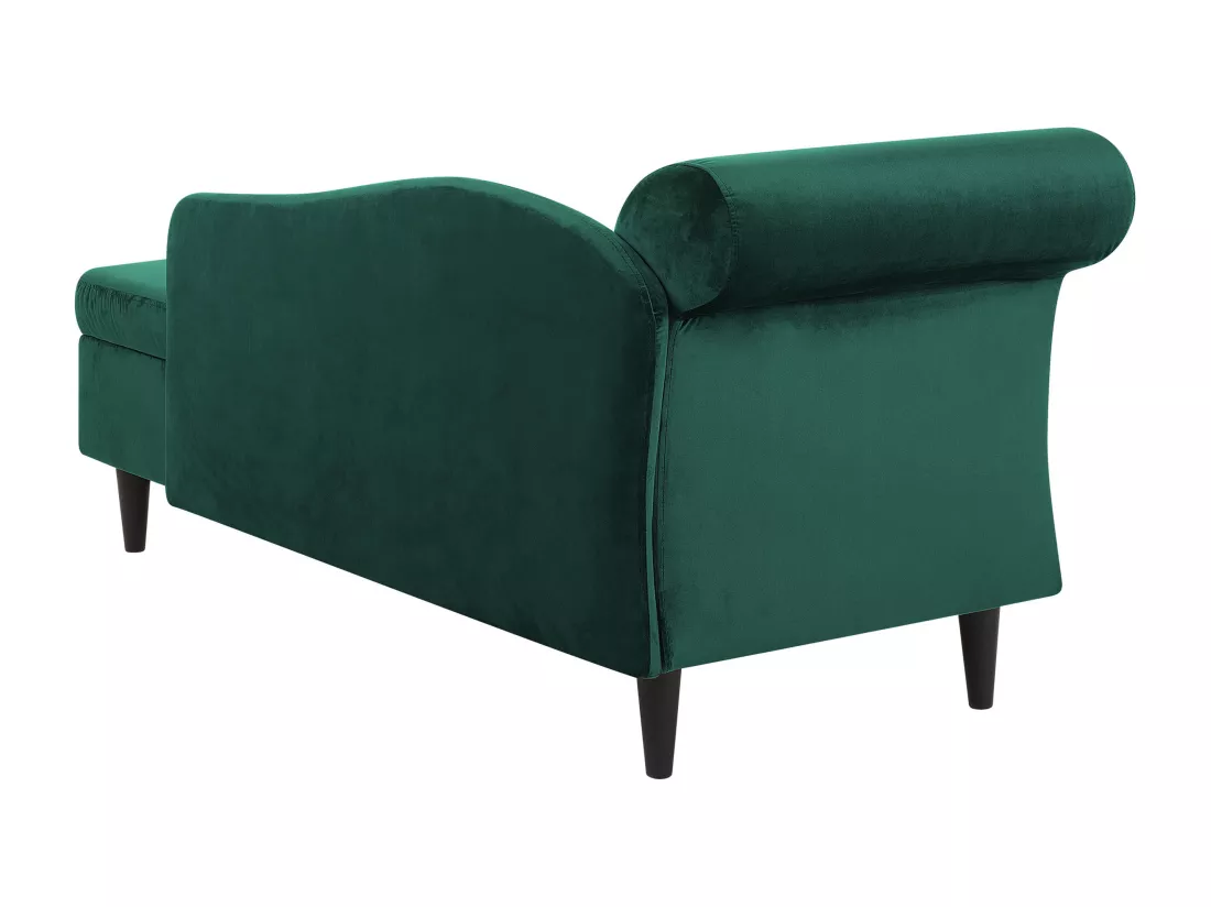 Chaise longue côté droite en velours vert LUIRO