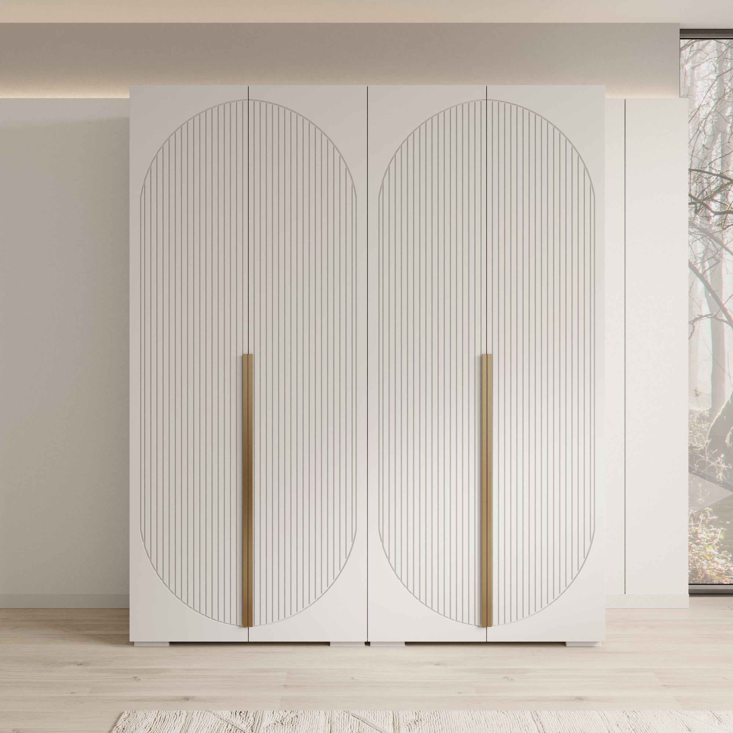 Mayfair - Kledingkast 4-deurs - Wit - 200x47x237 cm