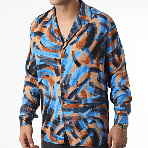 Chemise Manches Longues Bleu Marron