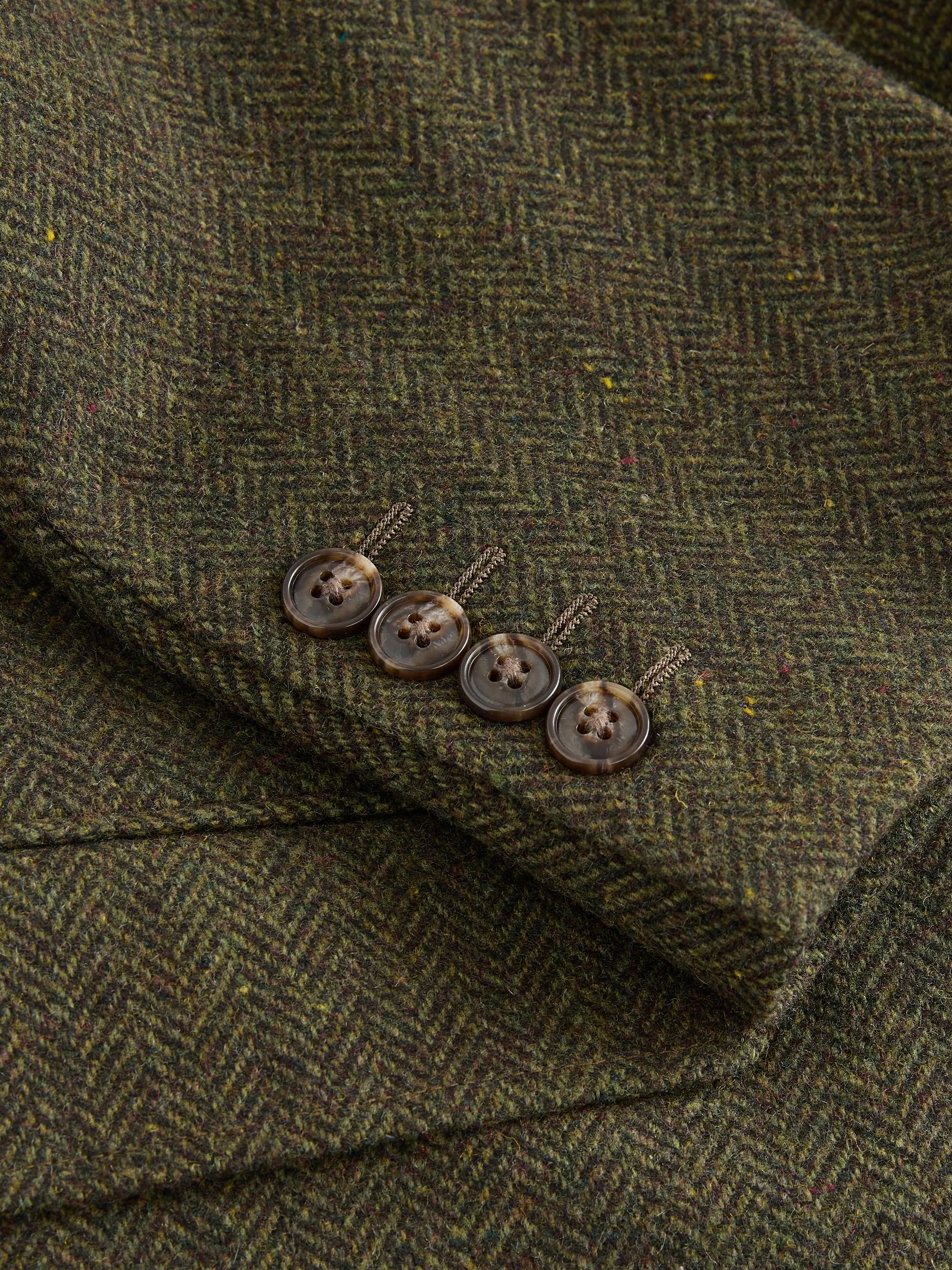 Groen - Slim Fit Herringbone Wool Blend Suit Jacket