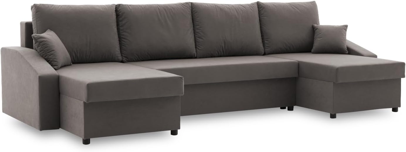 Mebligo ECKSOFA U MIT SCHLAFFUNKTION Sparta Plus BONELL Grau