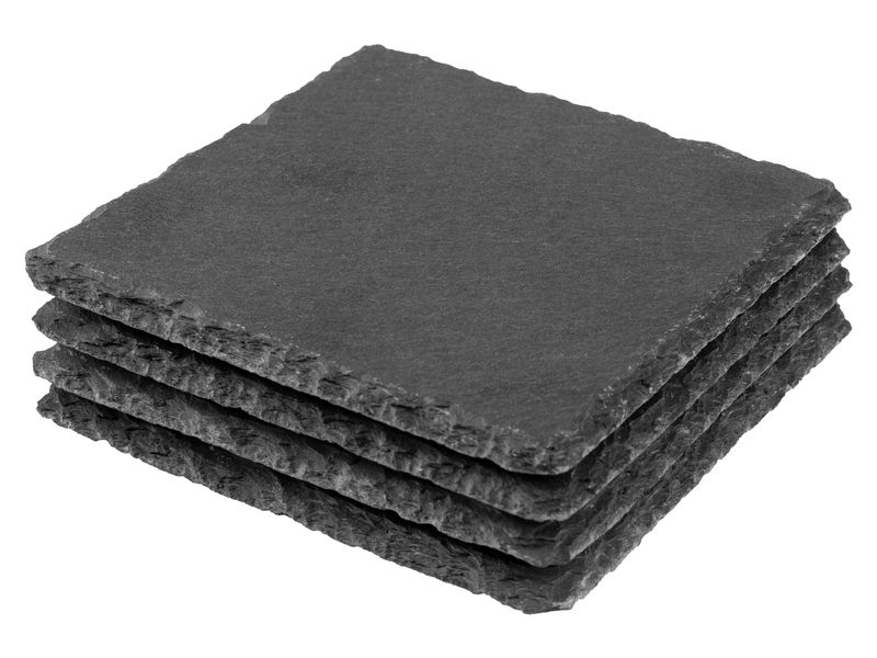COCON Kerzenuntersetzer 10 x 10 cm, Schiefer, Schwarz, 4 St Untersetzer aus Schiefer für Kerzen