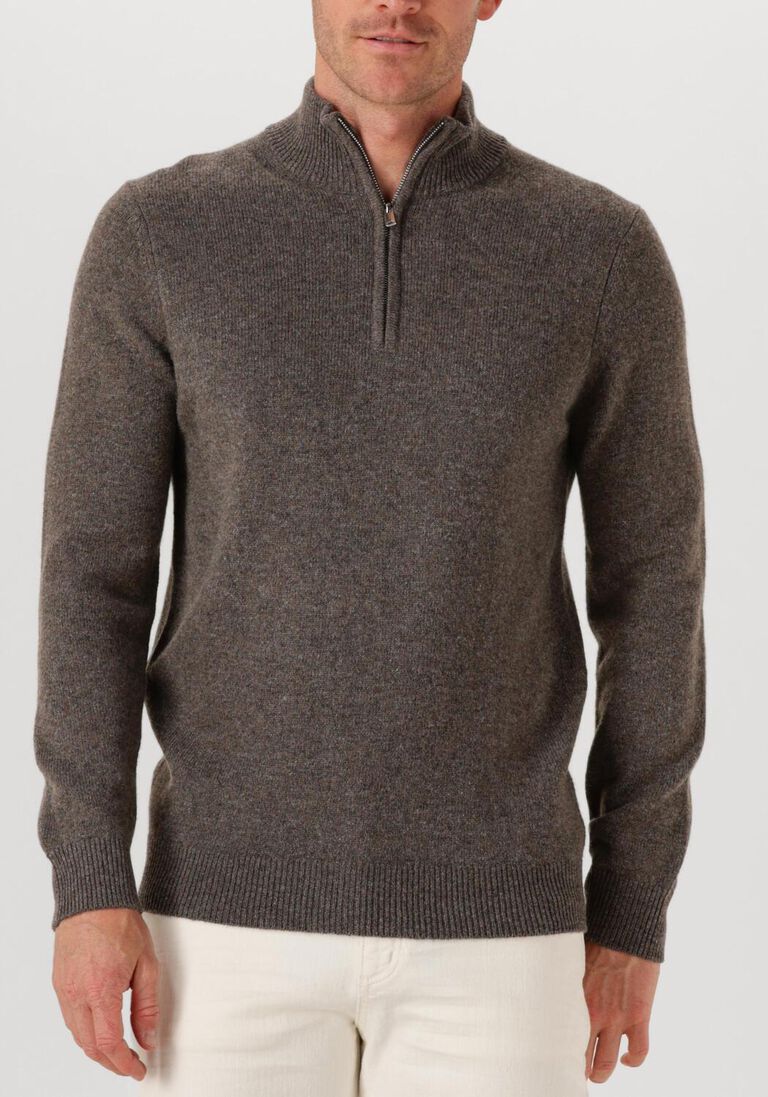 grijze profuomo trui pullover half zip wool blend