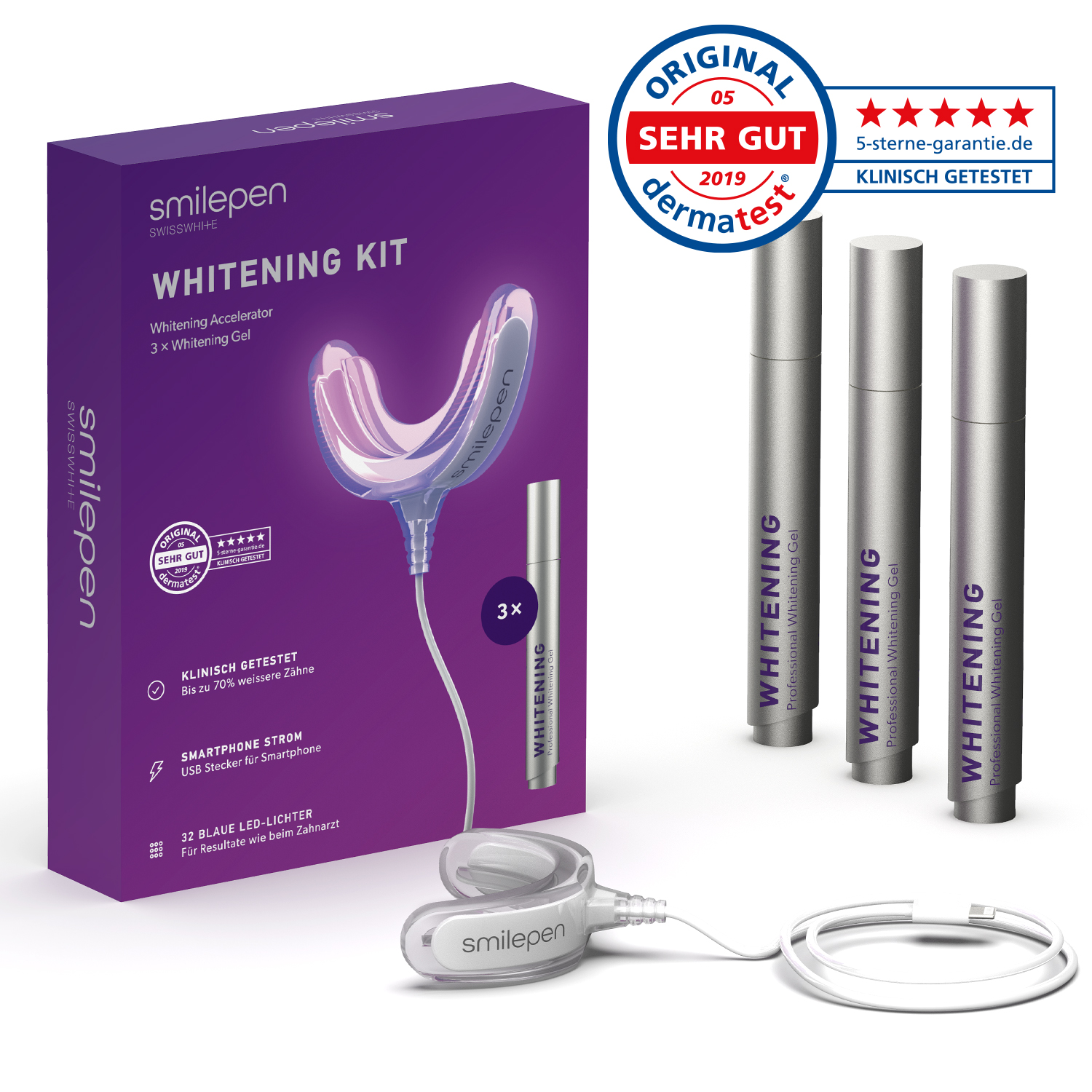 Zahnbleaching Set Whitening Kit zur Zahnaufhellung (SPCWK) - Silber