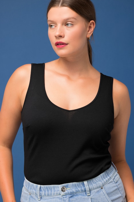 Body, Slim Shape, Punto-Jersey, doppelter V-Ausschnitt