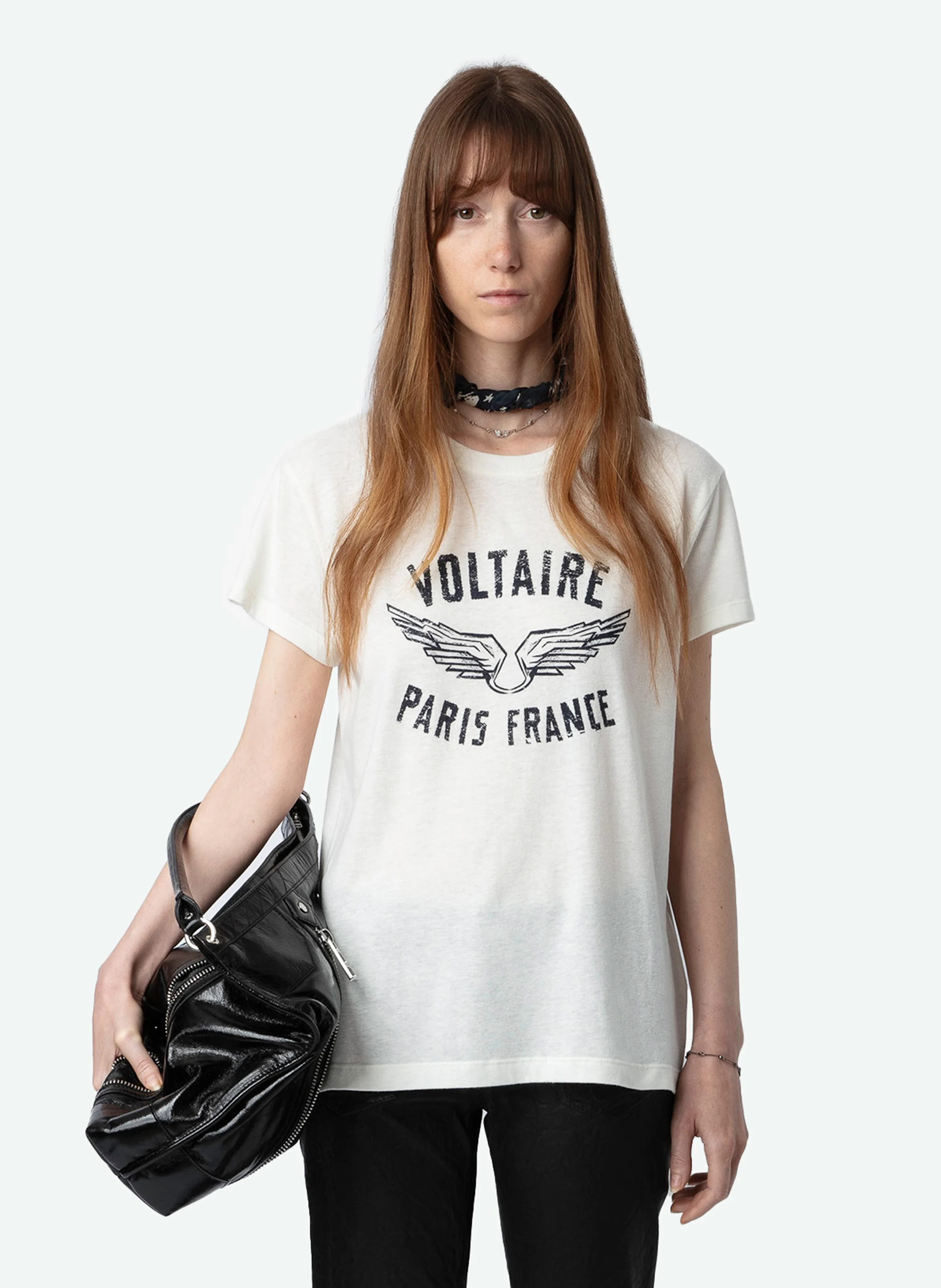 WALK - Tee-shirt col rond droit en coton lin et fibres recyclées mélangé | Blanc