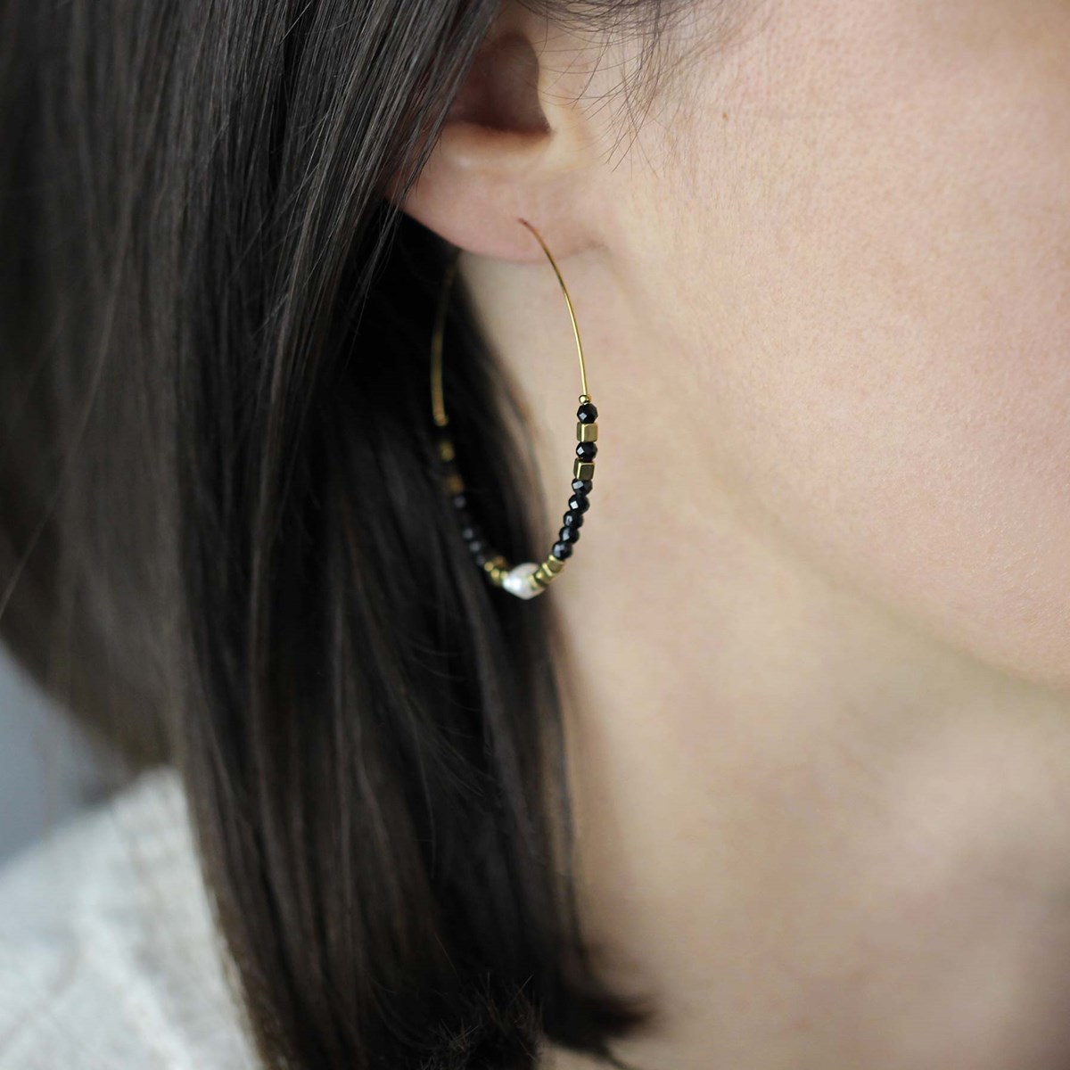 Boucles Mélo Agate noire
