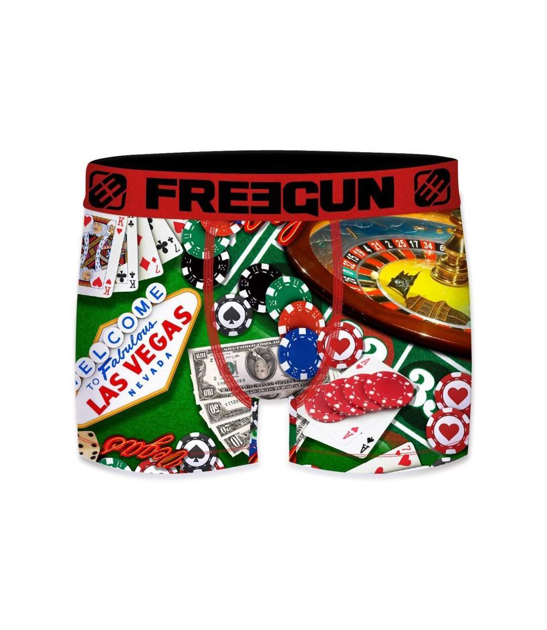 FREEGUN Boxer Homme Microfibre VEGAS Rouge Multicolore
