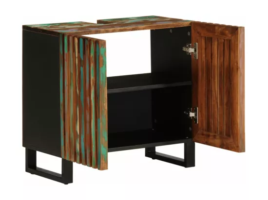 Armoire lavabo de salle de bain 62x34x58cm bois massif d'acacia