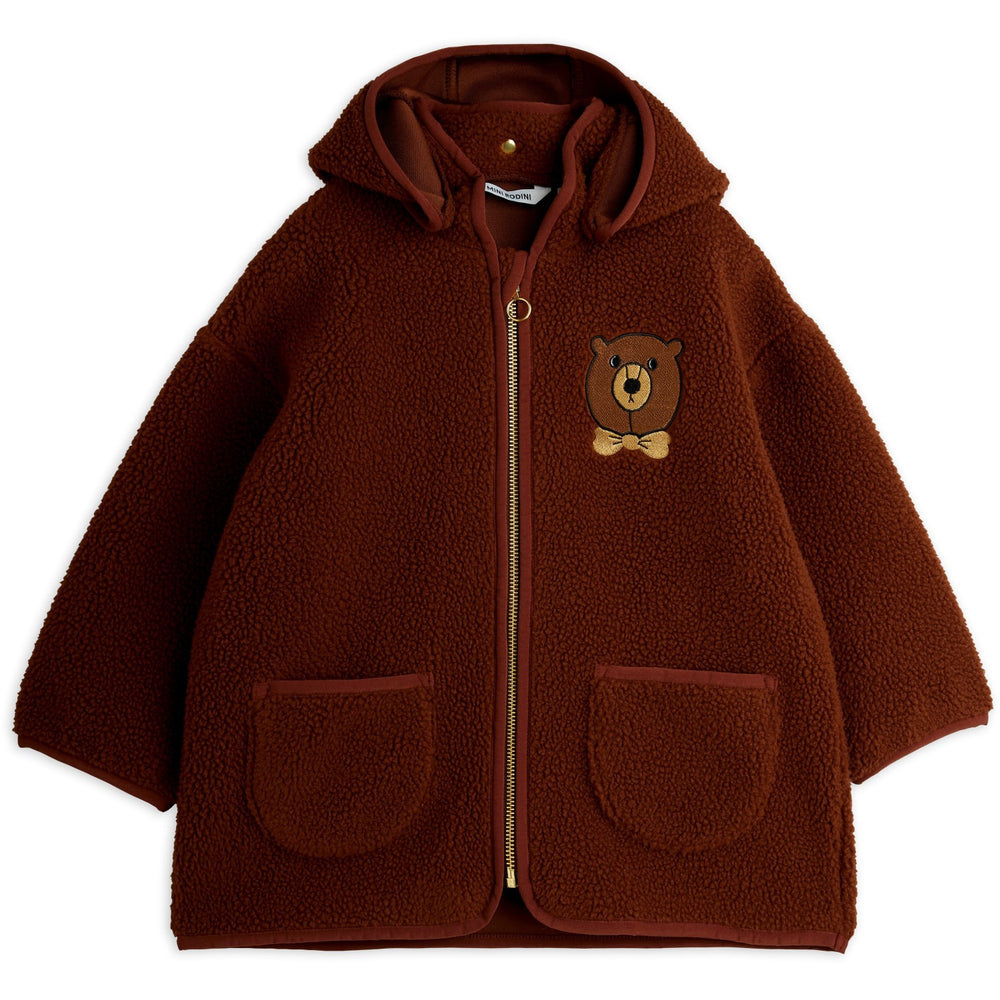 Køb Mini Rodini Brown Bjørn Emb Pile Jakke