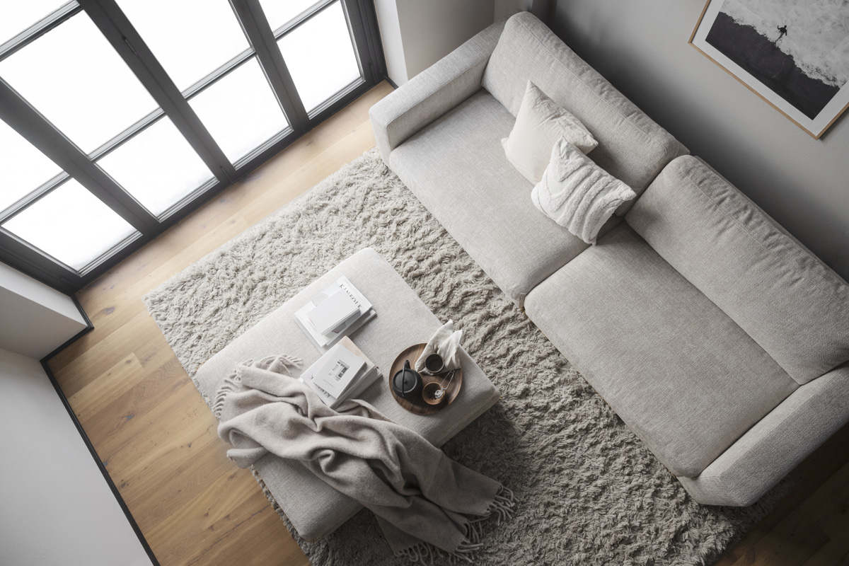 Hocker Duncan  - 112 cm Lichtgrijs/beige