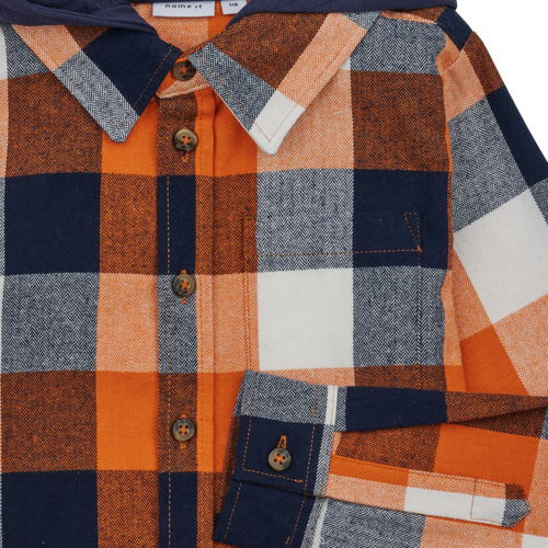Name it - NKMLANE LS OVERSHIRT WH - Orange / Marine / Blanc