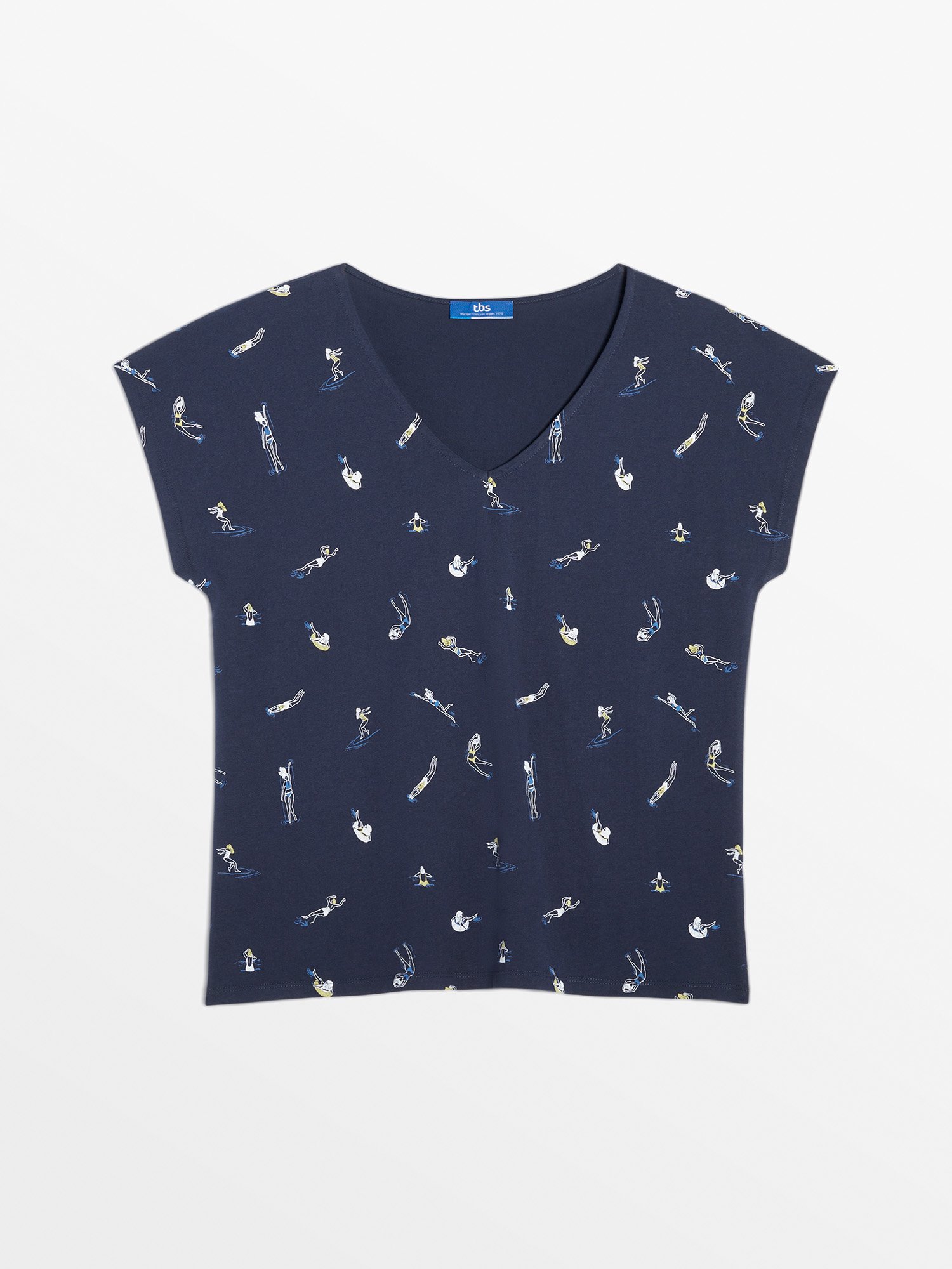 Tee Shirt Femme Manches Courtes Marine