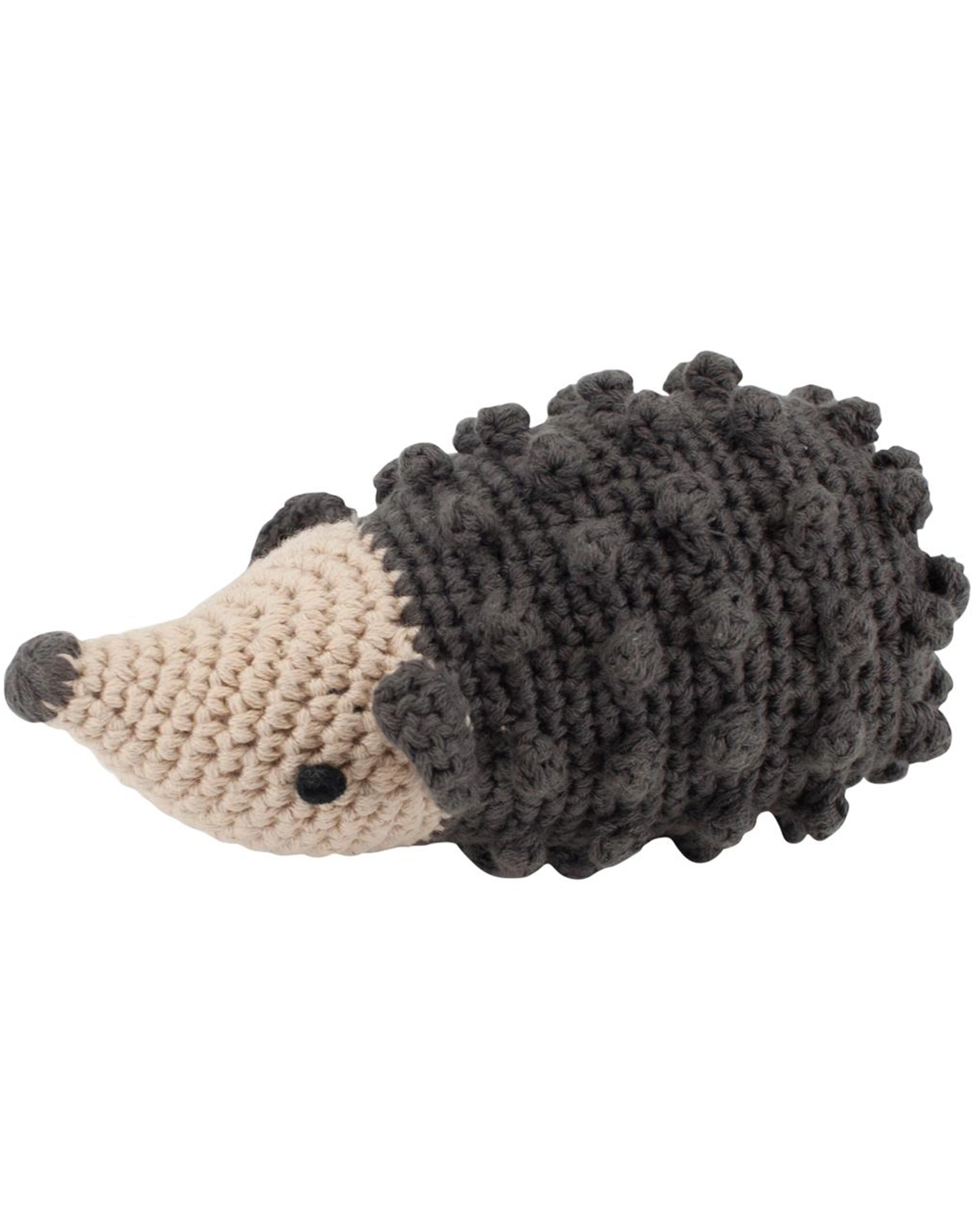 Häkelrassel ROLLY DER IGEL in grau