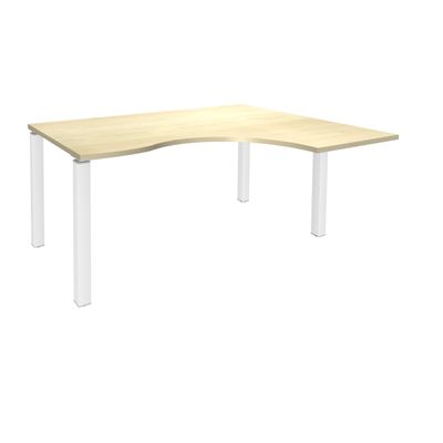 Bureau compact EXPRIM - L180 cm - Retour droite - Plateau imitation Erable - Pieds blanc (Pieds de renfort obligatoire à rajouter - non inclus)
