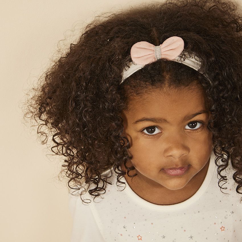 Ensemble 2 pièces robe avec tulle bicolore + bandeau pour bébé fille - Ecru