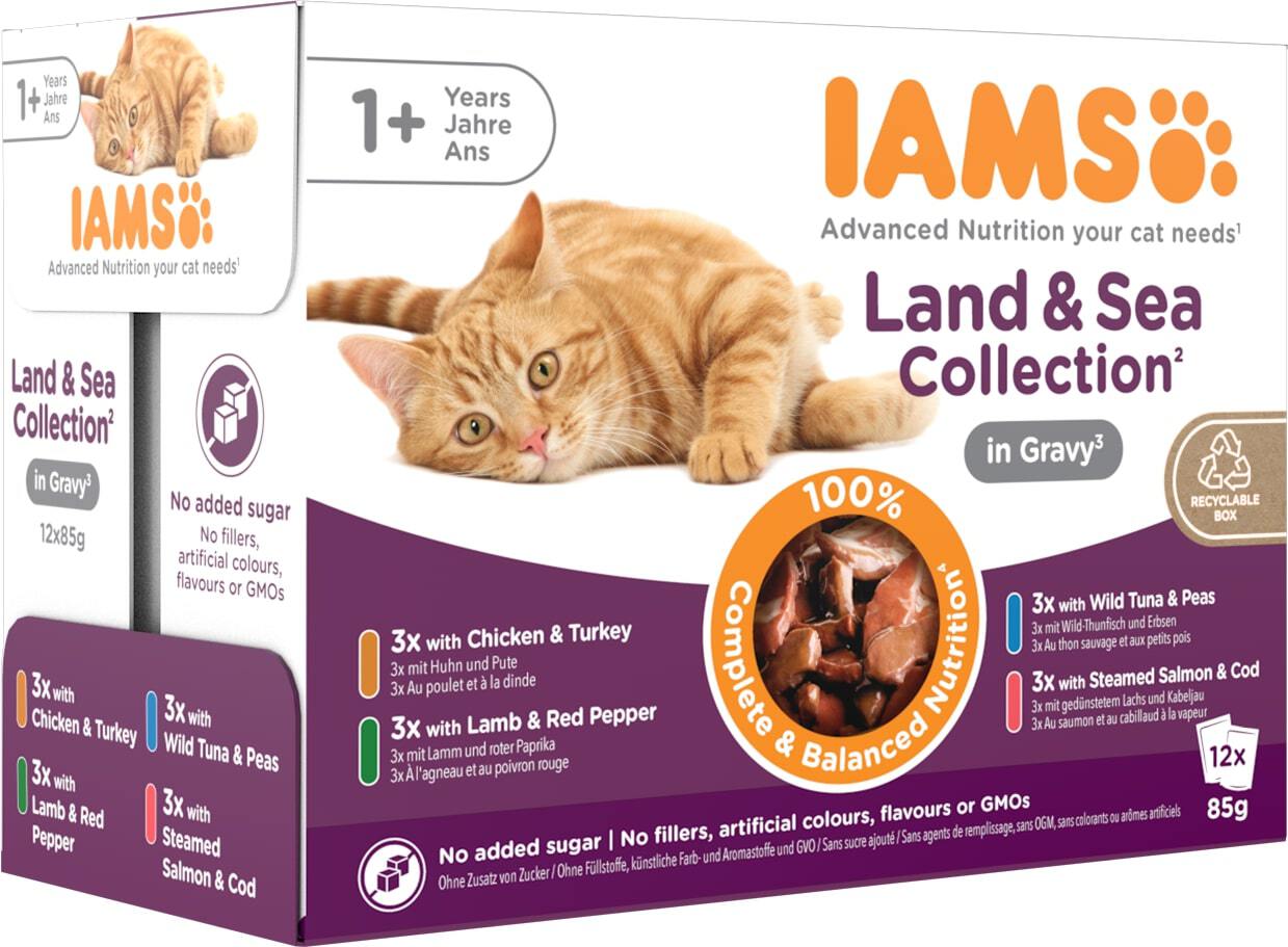 IAMS Delights natvoer Land & Sea Collection Gravy adult 85 g 12 stuks