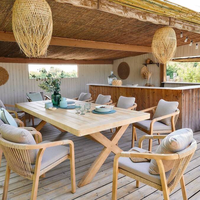 Fauteuil de jardin PAPOUASIE Taupe & Acacia