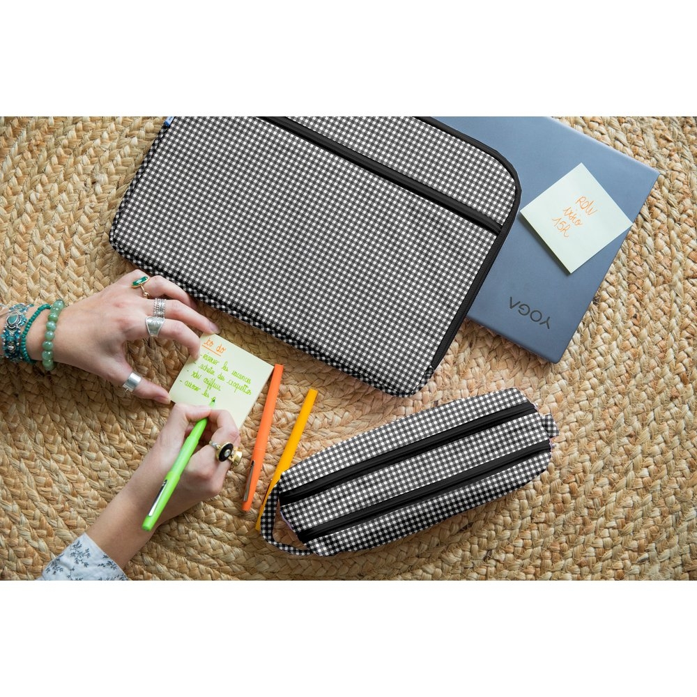 Pochette Ordinateur 13 Pouces Vichy Noir