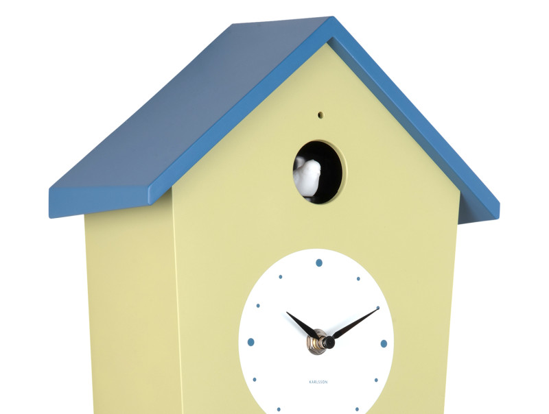 Wall Clock Cuckoo Light KA6044YE Ochre yellow & misty blue