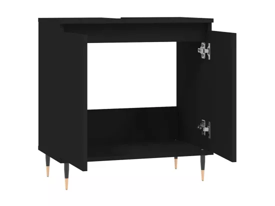 Armoire de salle de bain noir 58x33x60 cm bois d'ingénierie