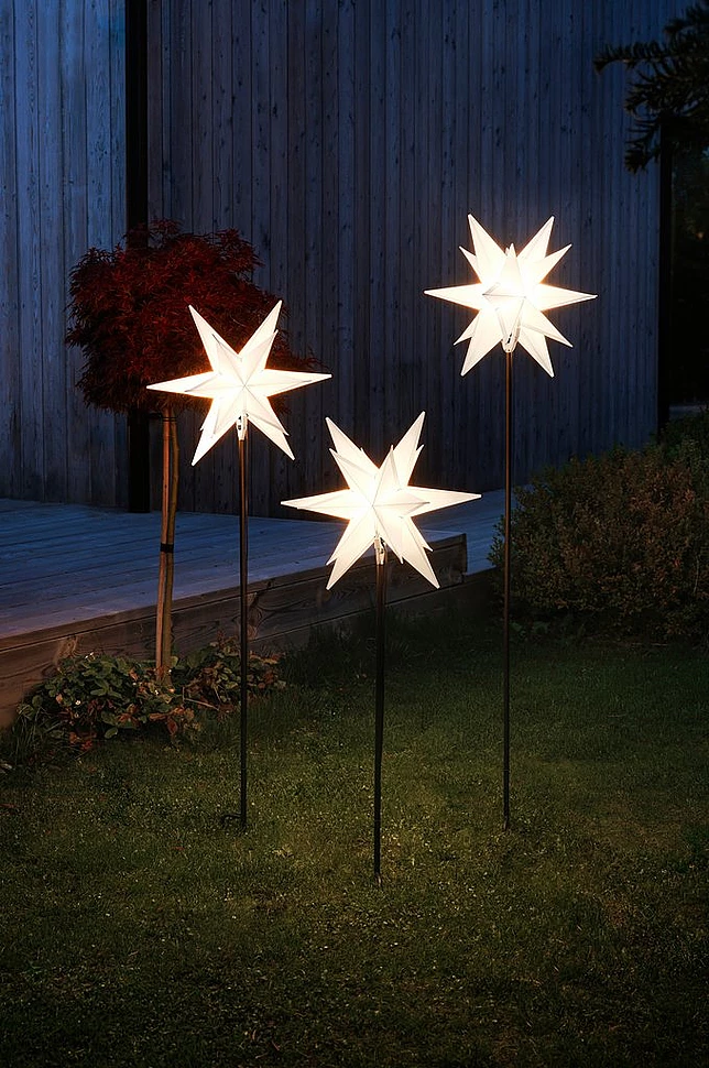 3-D Plaststjerne LED 3 stk sett