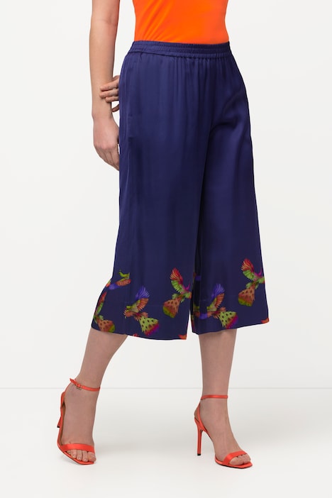 3/4-Satinhose Mary, Vogel-Design, Elastikbund