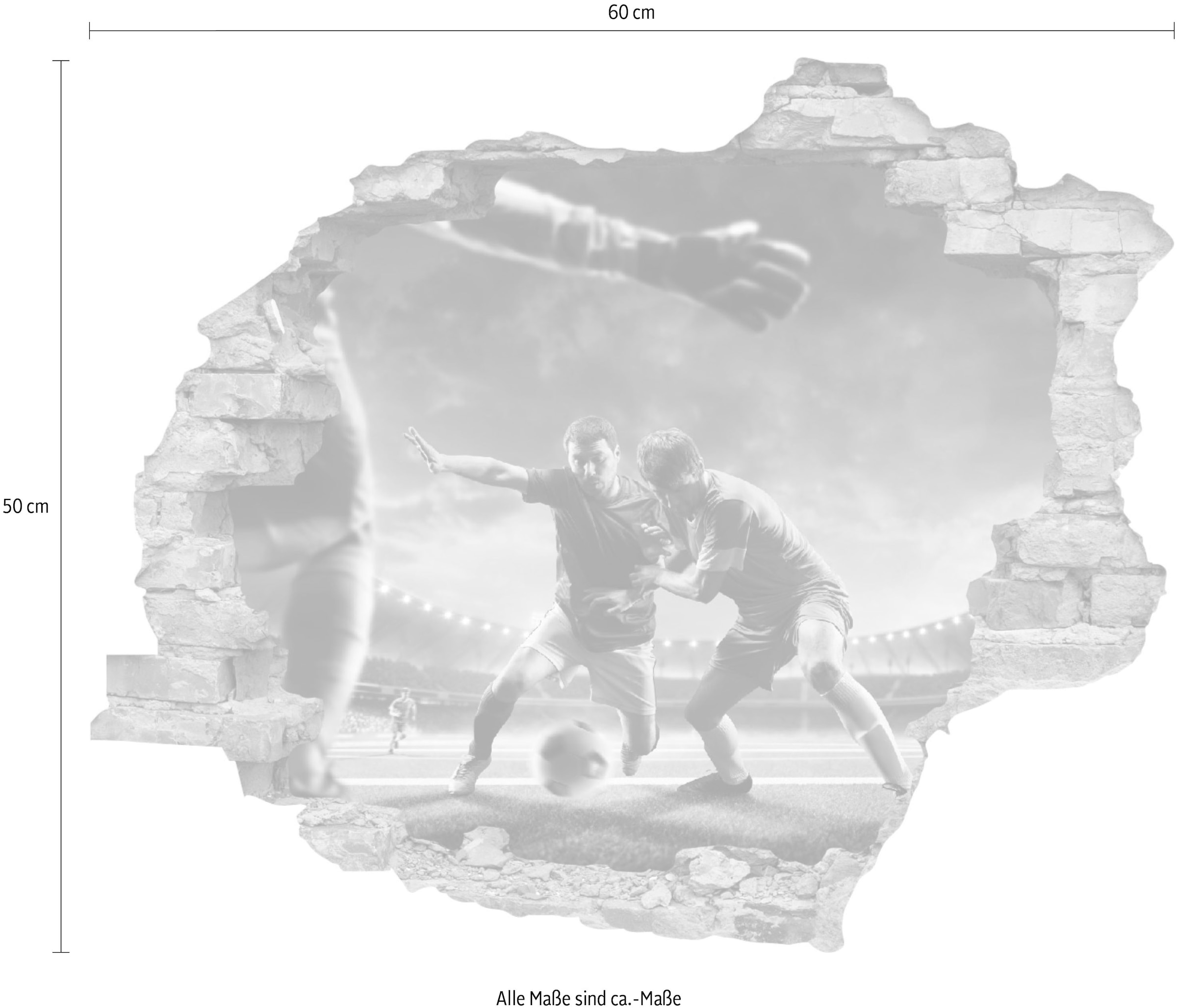 queence Wandtattoo »Fussball Zweikampf« Wandsticker, Wandbild, selbstklebend, 3D, Wanddurchbruch