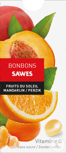 Sawes Bonbon Fruits Du Soleil Sans Sucre Mandarine-Pêche 10 Pièces