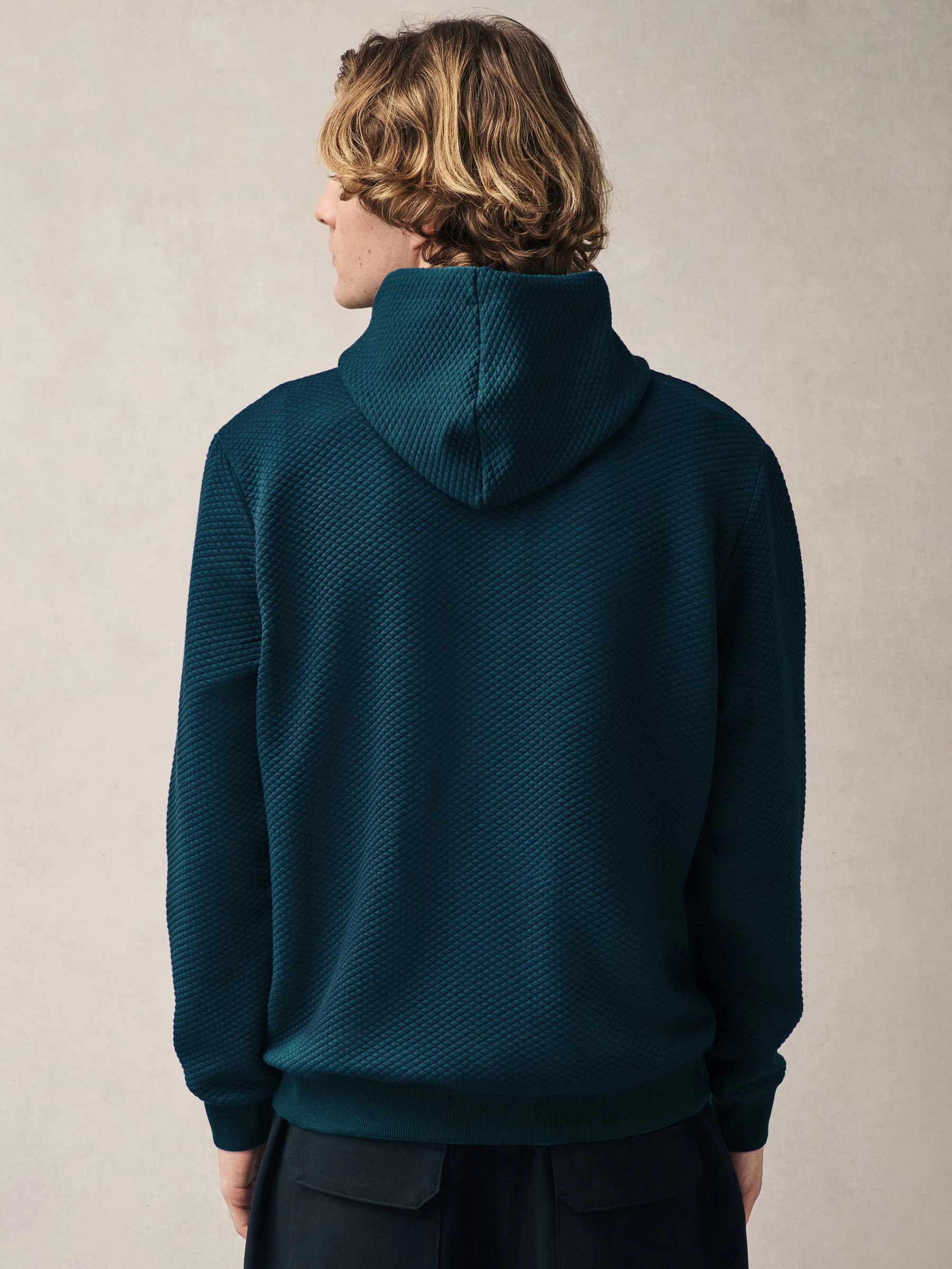 Blauwgroen - Pullover-hoody met textuur