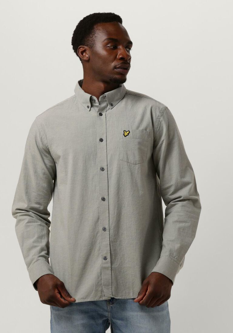 LYLE & SCOTT blauwe lyle & scott casual overhemd cotton linen button down shirt