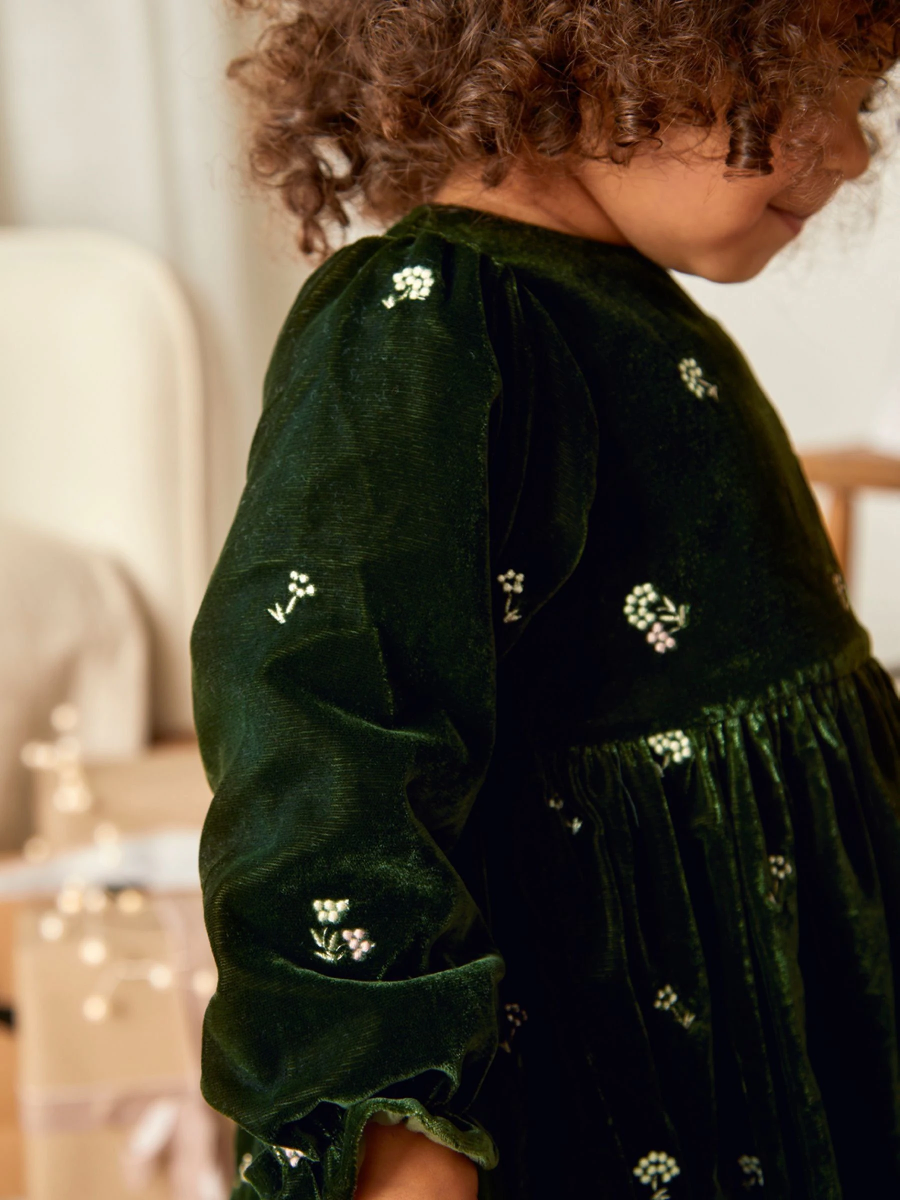 Mamas & Papas Embroidered Velvet Dress