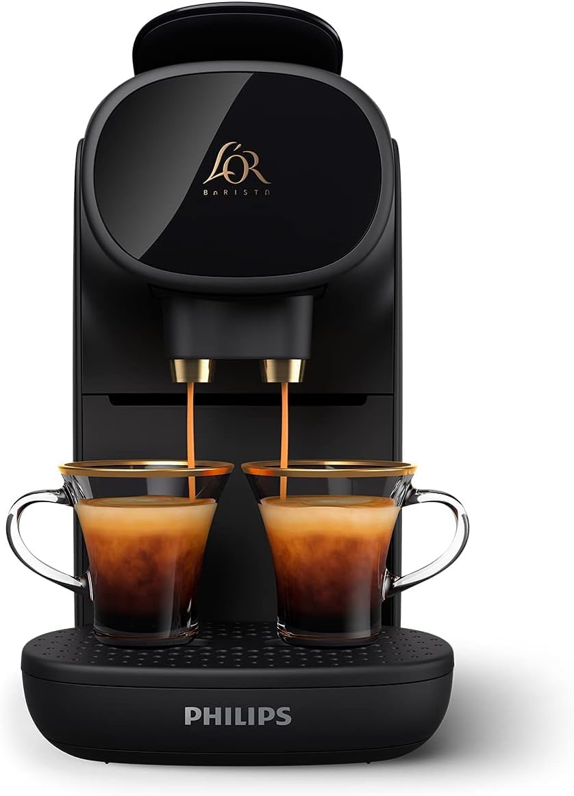 Philips L'Or Barista, Cafetière Espresso, compatible Nespresso capsules, Capsules XXL pour 1 café double ou 2 cafés à la fois, Noir, (LM9012/60)