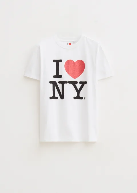 T-shirt met print NY wit (WIT)