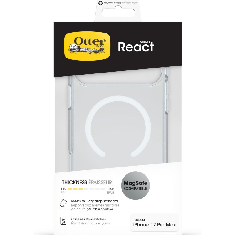 OtterBox React MagSafe Series pour Apple iPhone 17 Pro Max, transparente