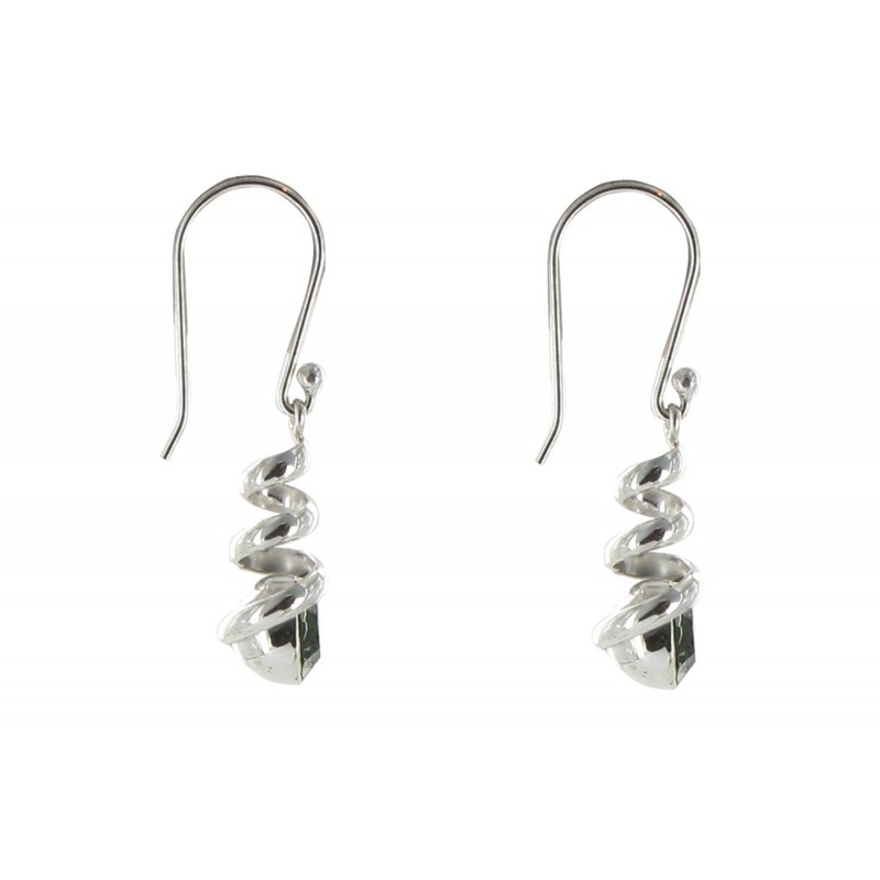 Boucles d'Oreilles Argent Crochet Tourbillon et Strass Gris