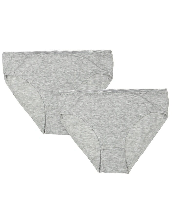 Mädchen-Slip ESSENTIAL UNI 2er-Pack in grau melange
