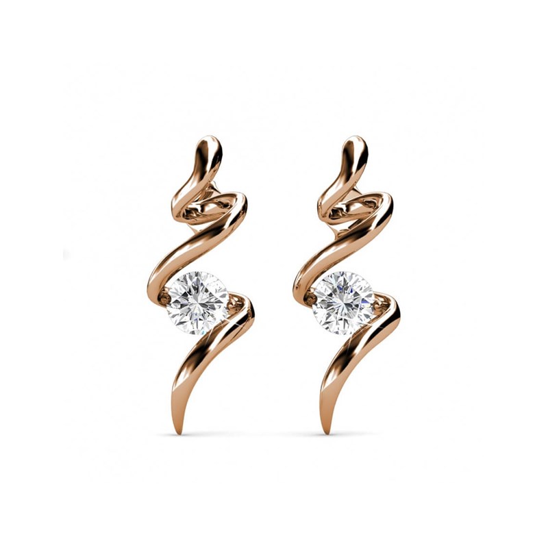 Boucles d'oreilles Spiral - Or Rosé et Cristal