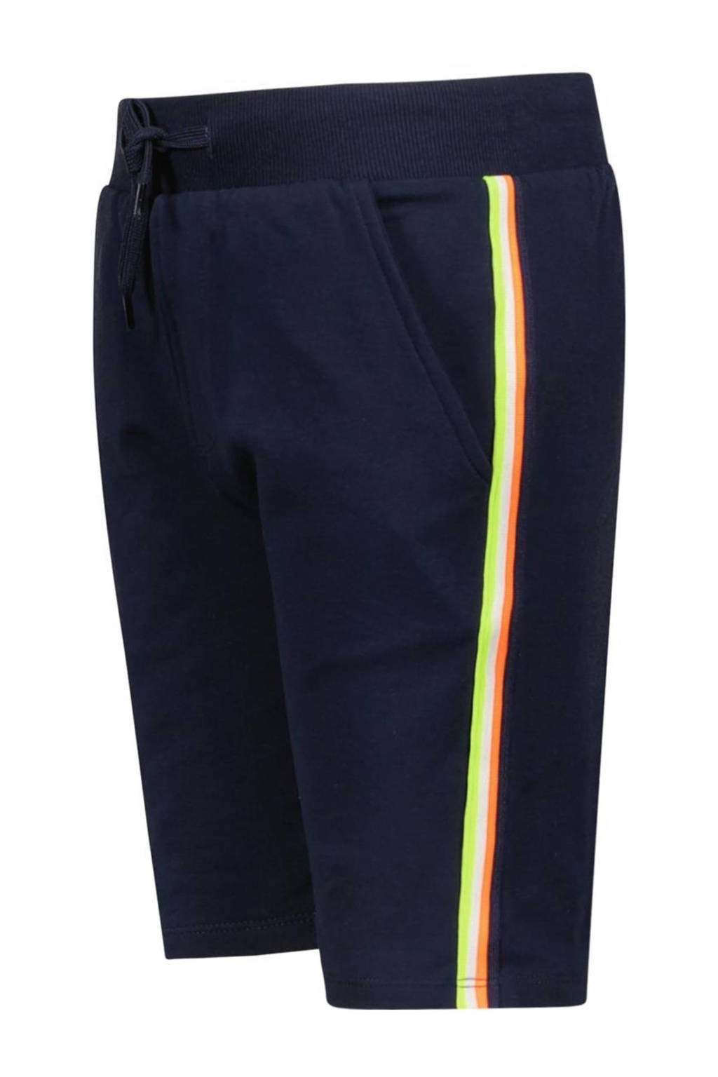 TYGO & vito slim fit sweatshort Bing met zijstreep donkerblauw