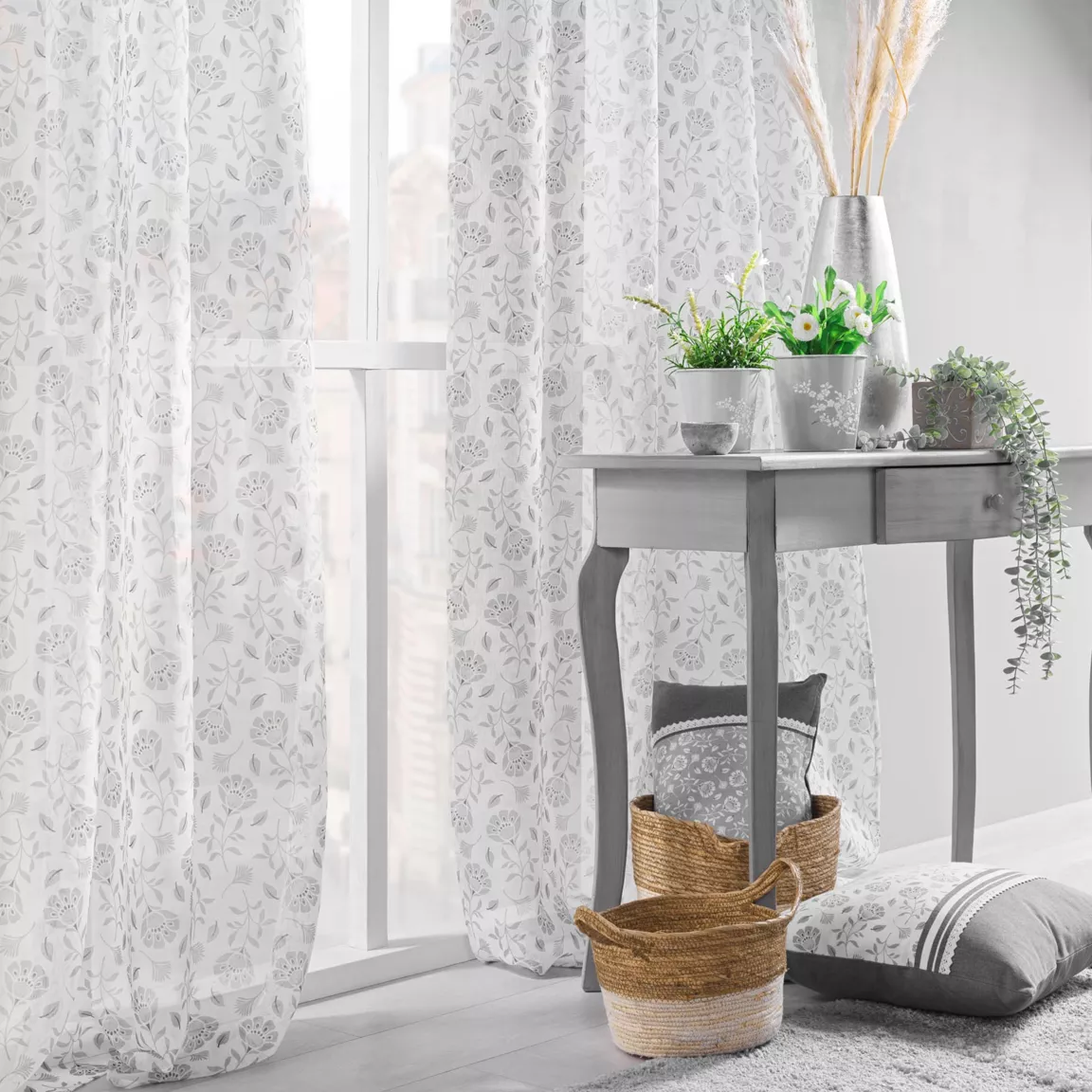Voilage œillets (140 x 240 cm) Flavie Gris