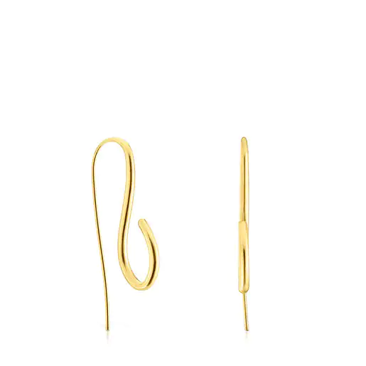 Brincos longos com banho de ouro 18k sobre prata, modelo Bent.