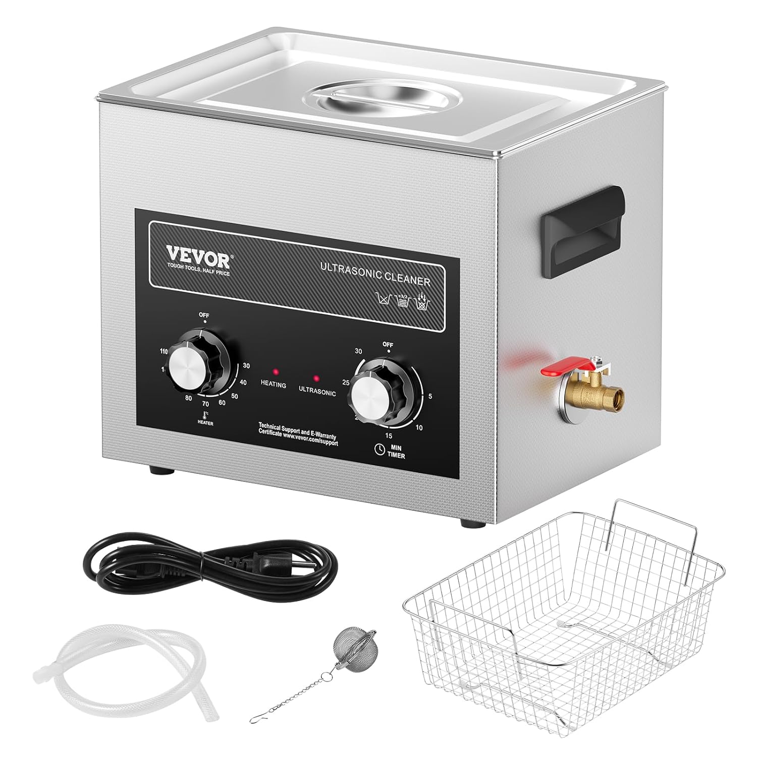 VEVOR 10 L Ultraschallreiniger mit Heiztimer & Korb, professionelle digitale Schallkavitationsmaschine, 240 W Reinigungsmaschine für Laborwerkzeuge Metallteile Vergaser Messing Autoteile Motorteile