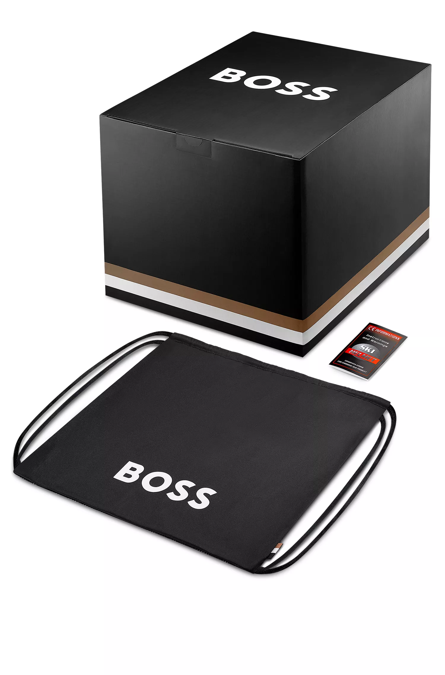 Capacete BOSS Black-Ski com detalhes do logotipo