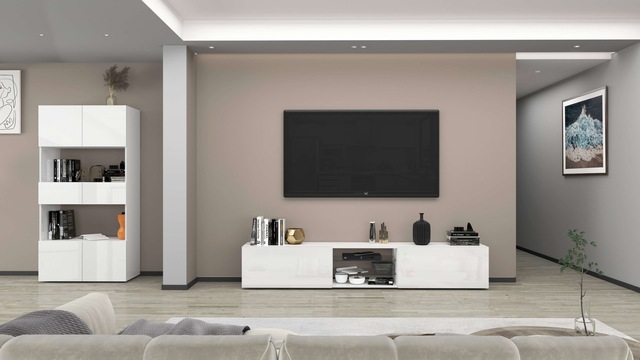 INOSIGN Lowboard »Egypt,Lowboard,TV-Kommode,TV-Möbel,TV-Bank« mit 2 Klappen, 2 Glasböden,kompl. Hochgl. lackiert (B/T/H)240x38x35 cm