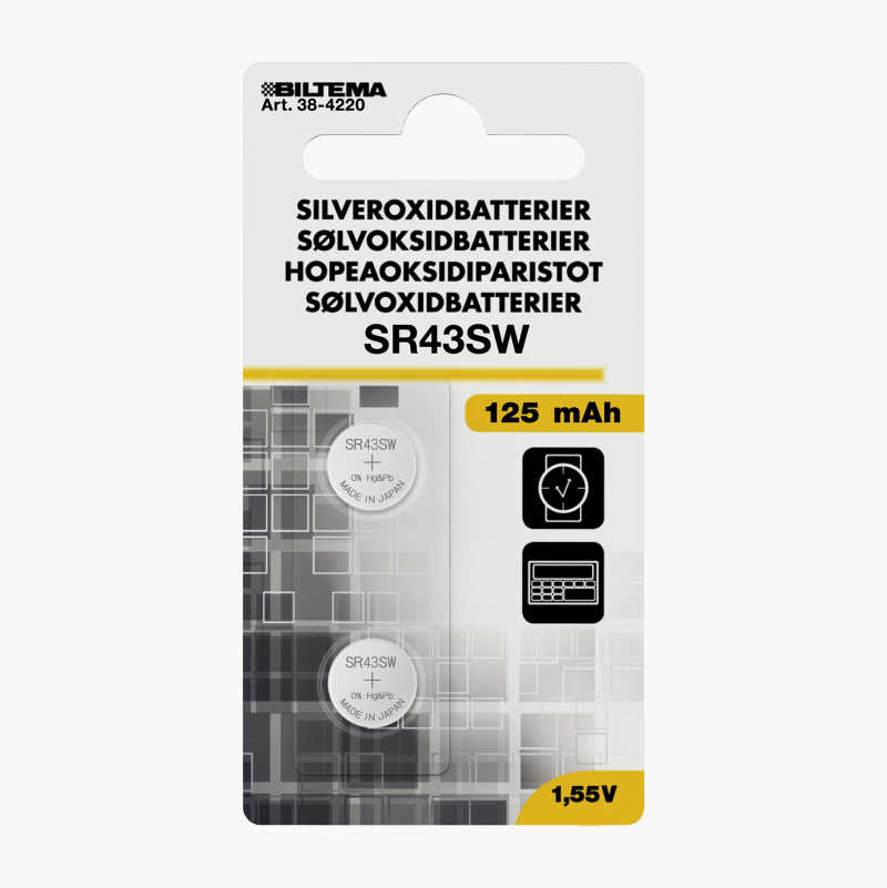 SØLVOKSIDBATTERIER 1,5 V SR43